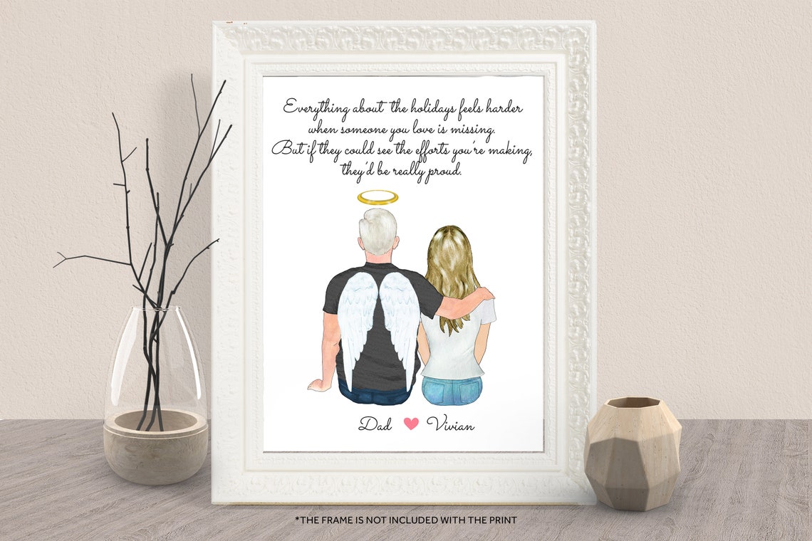 Angel Dad In Heaven Memorial Holiday Remembrance Keepsake Gift Print
