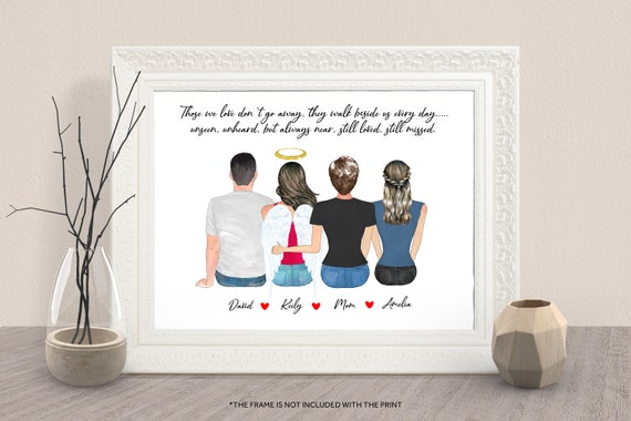 Custom Family Sister Memorial Angel Wings Portrait Print Gift