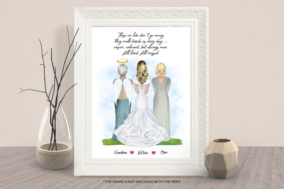 Custom Memorial Wedding Portrait Bride Grandmother Angel Art Poster