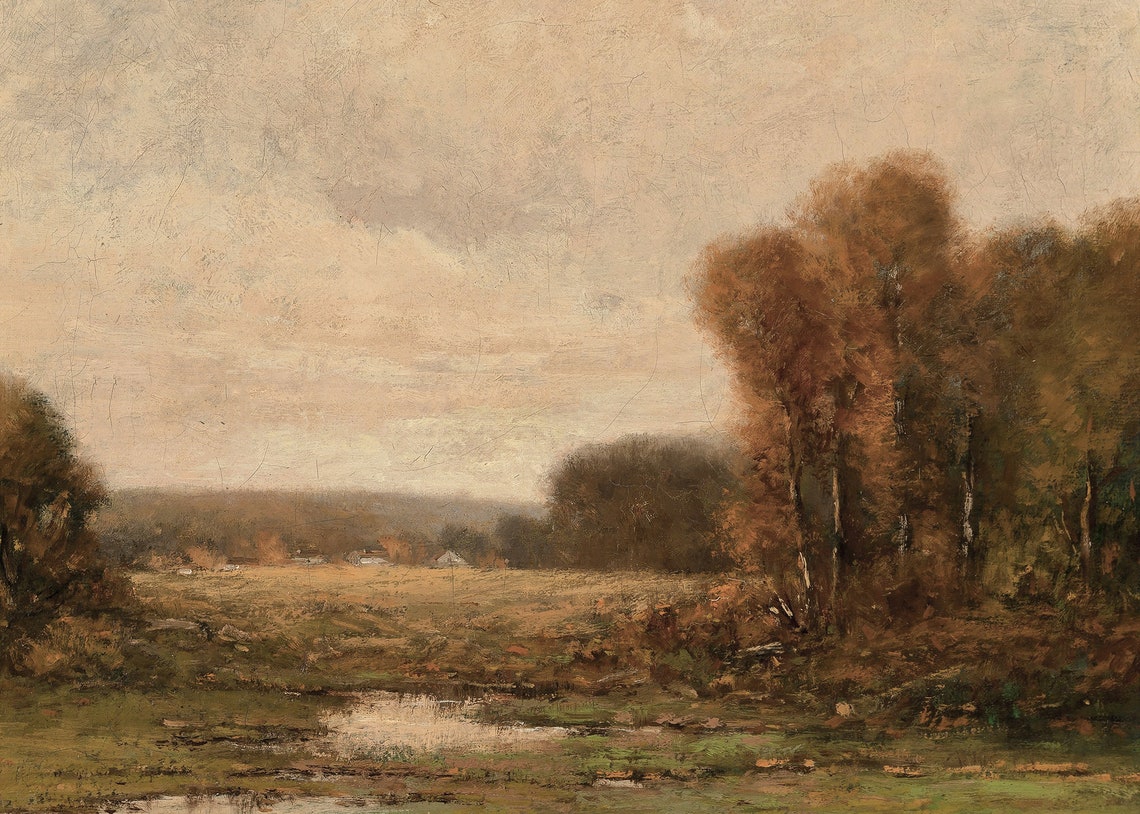 Vintage Fall Landscape Painting, Autumn Wall Art - Image 4