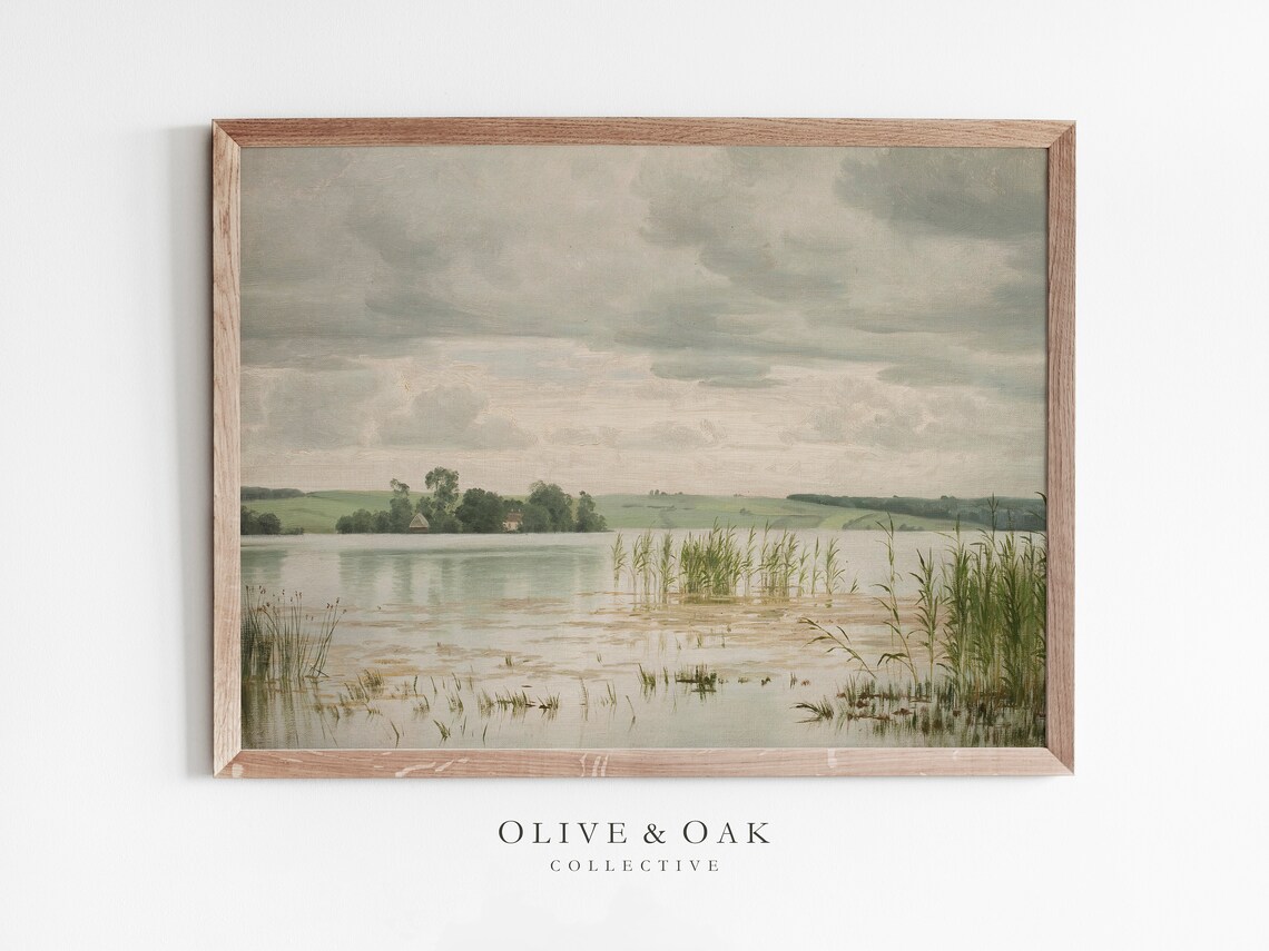 Vintage Landscape Painting, Antique Nature Art Print