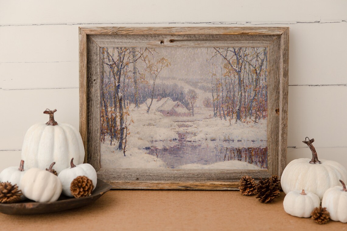 Vintage Winter Landscape, Farmhouse Decor Art Print - Image 4