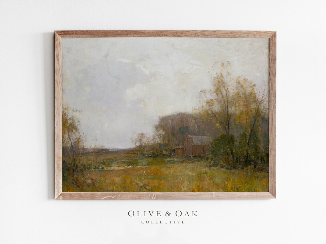 Country Landscape Painting, Farmhouse Fall Decor