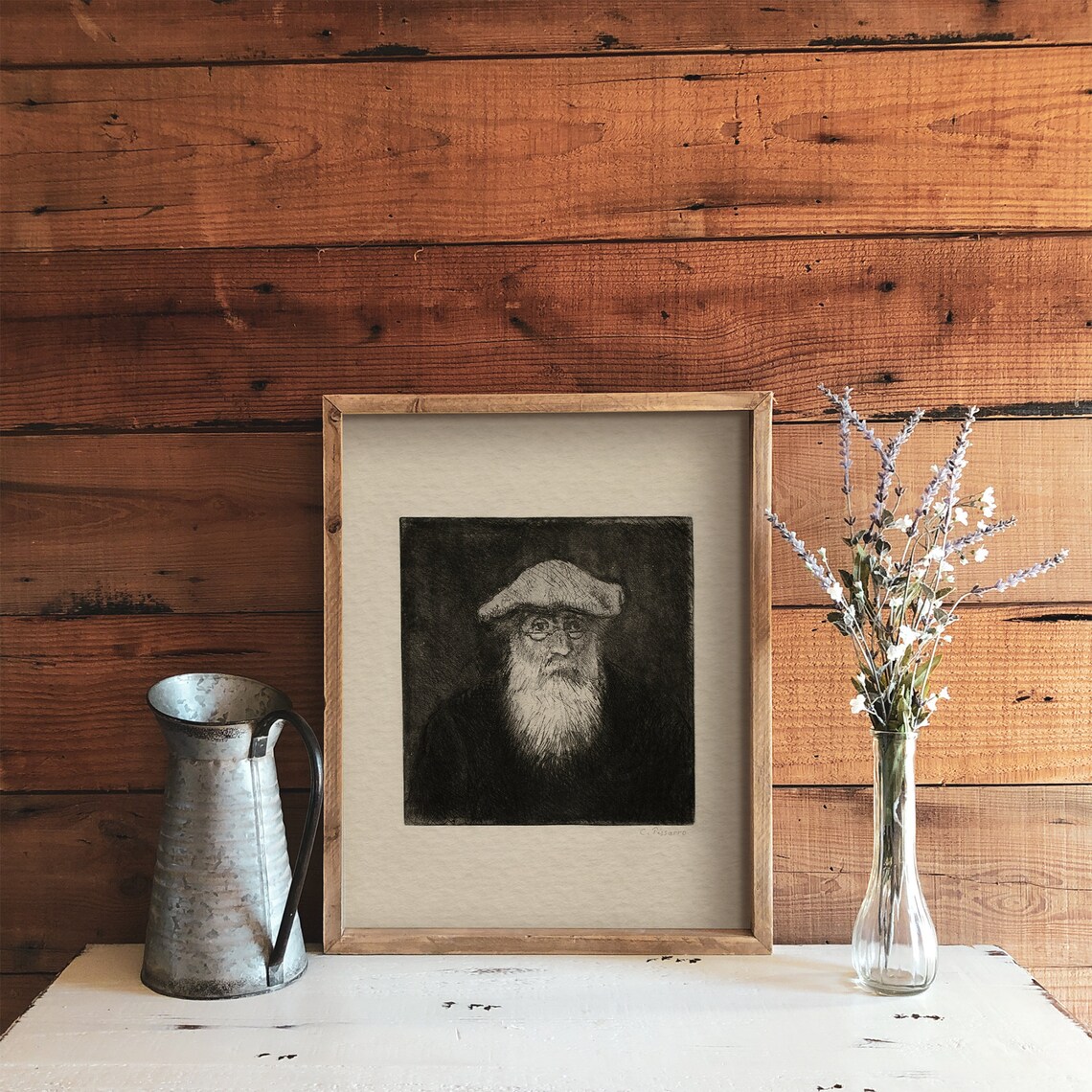 Vintage Sketch Of Man, Antique Self-Portrait Print - Image 2
