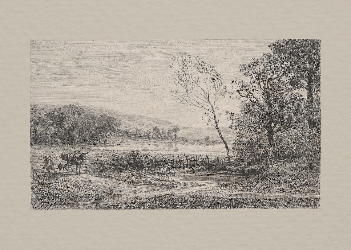 Neutral Landscape Sketch - Vintage Farmhouse - Image 4