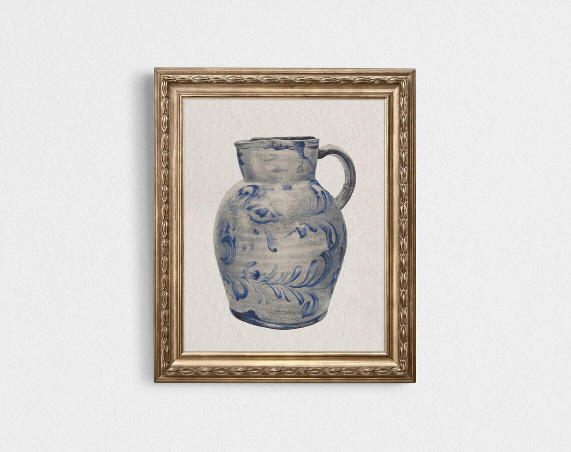 Vintage Pitcher Drawing, French Country Wall Art Print - Image 4