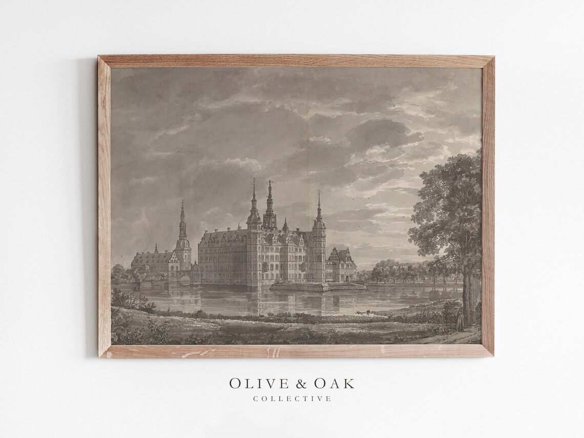 Vintage Architecture Sketch - Antique Castle Art Print