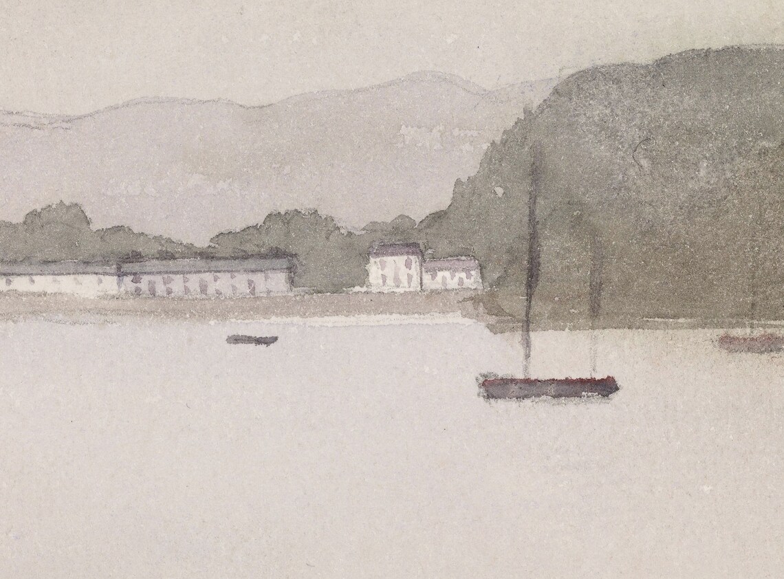 Muted Seascape Painting, Vintage Coastal Art Print - Image 3