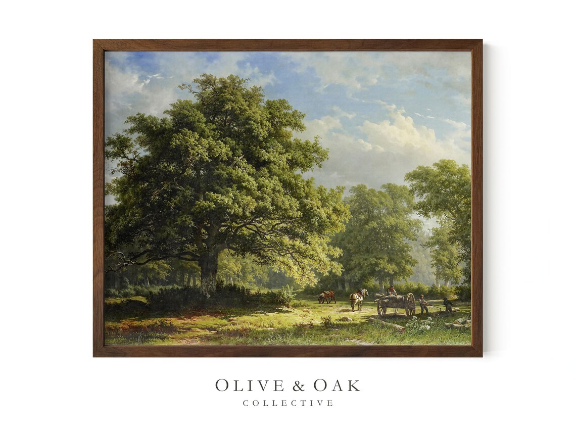 Oak Tree Landscape, Vintage Oil Painting Art Print - Image 3
