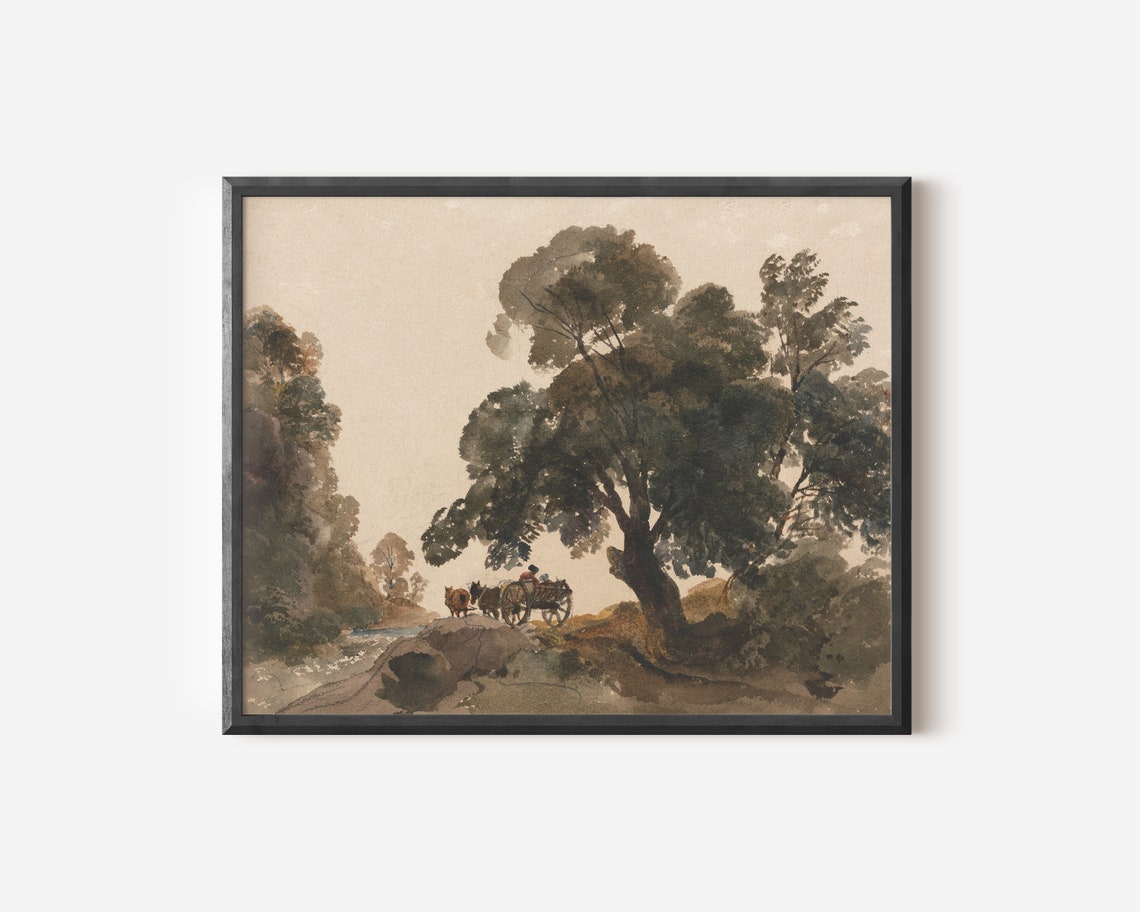 Country Landscape Watercolor Art Print, Farmhouse Decor - Image 2
