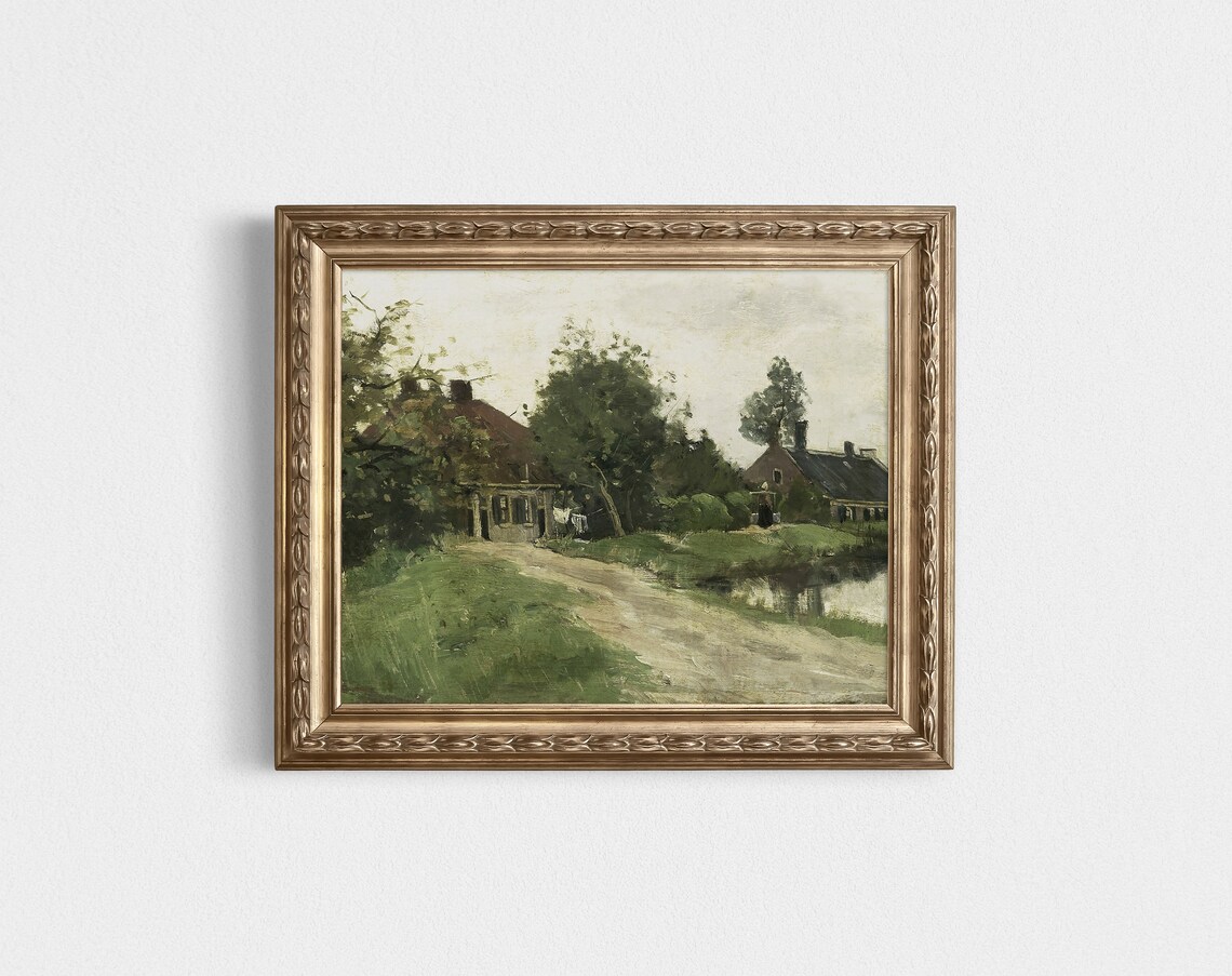 Country Landscape Painting, Vintage Art Print - Image 4