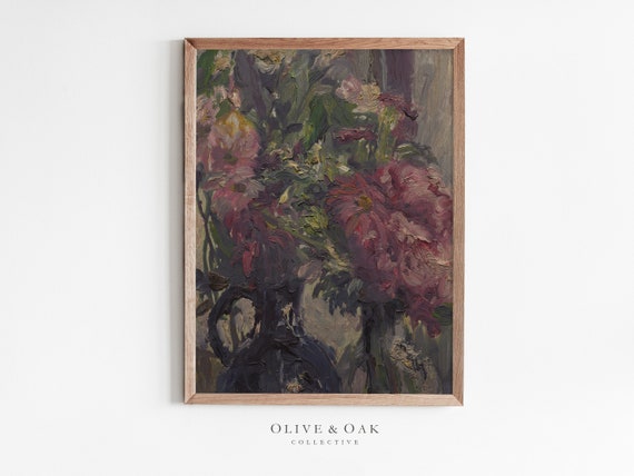 Vintage Floral Bouquet Art Print, Moody Flower Study