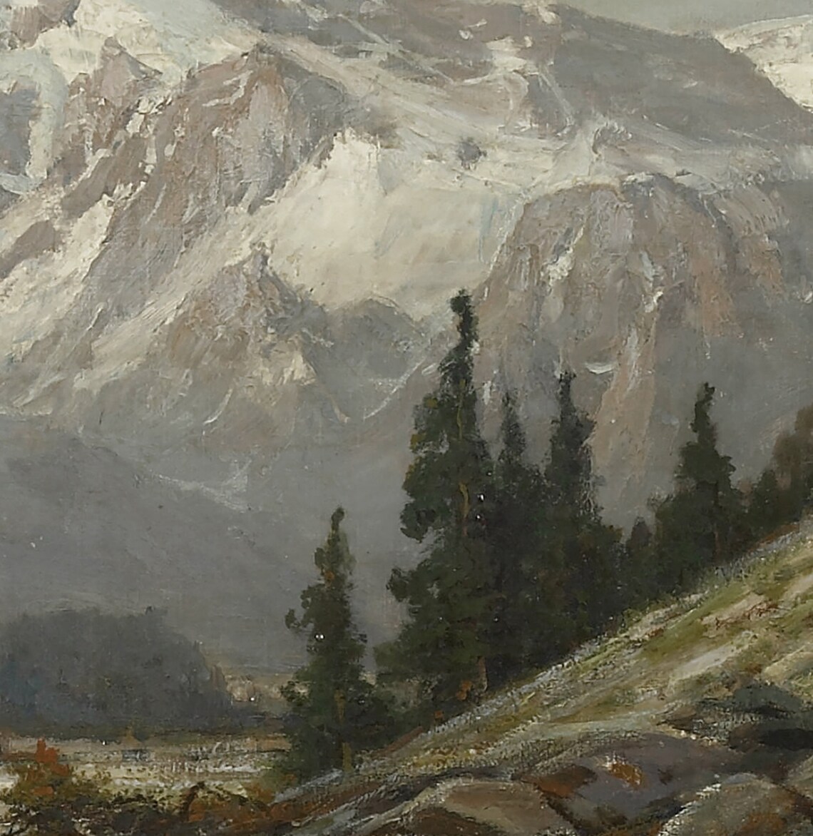 Antique Mountain Painting, Vintage Print - Image 2