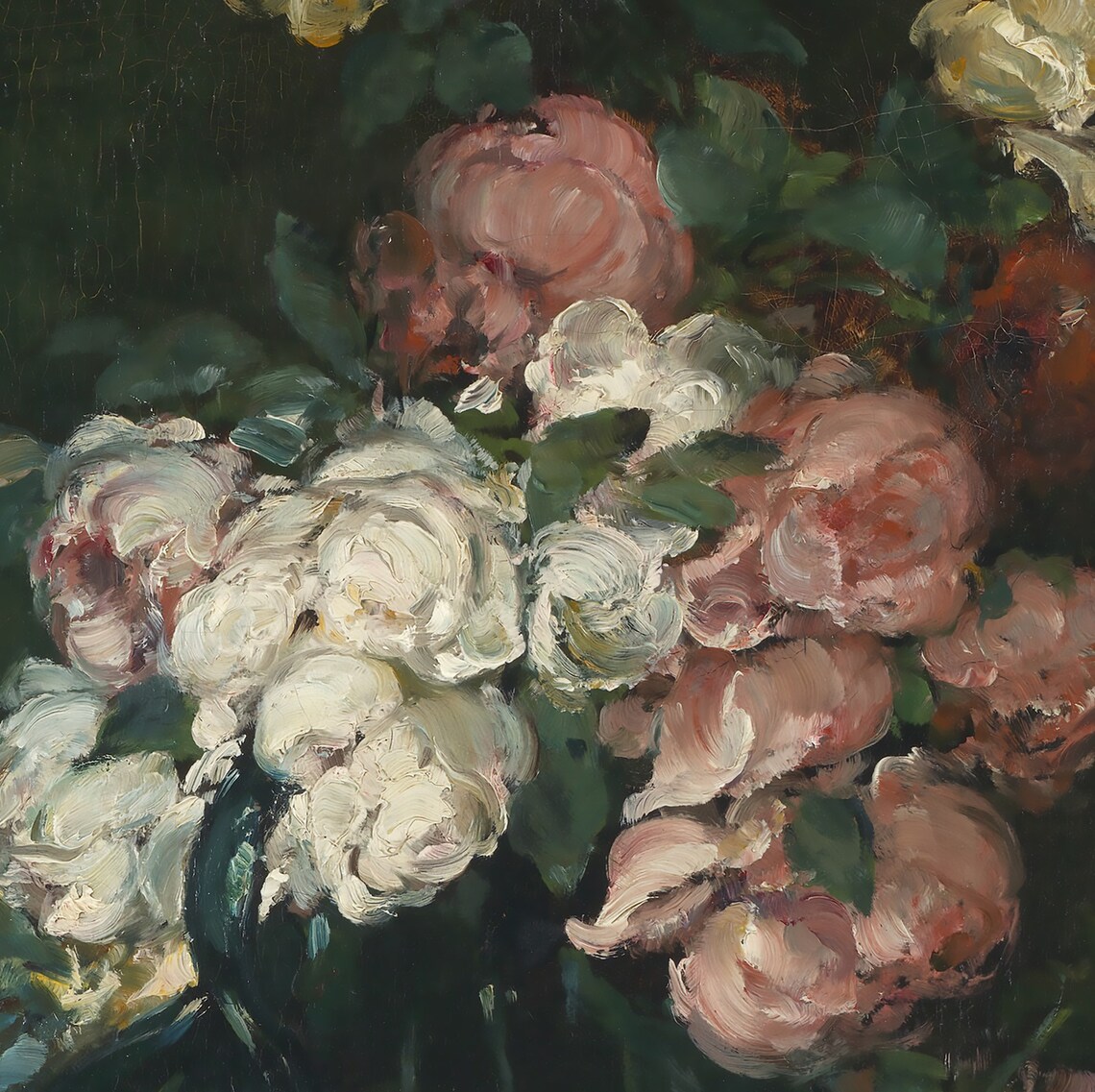 Moody Flower Still Life, Vintage Roses Art Print - Image 2