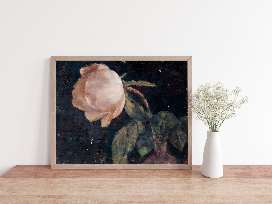 Moody Rose Vintage Botanical Flower Art Print - Image 2