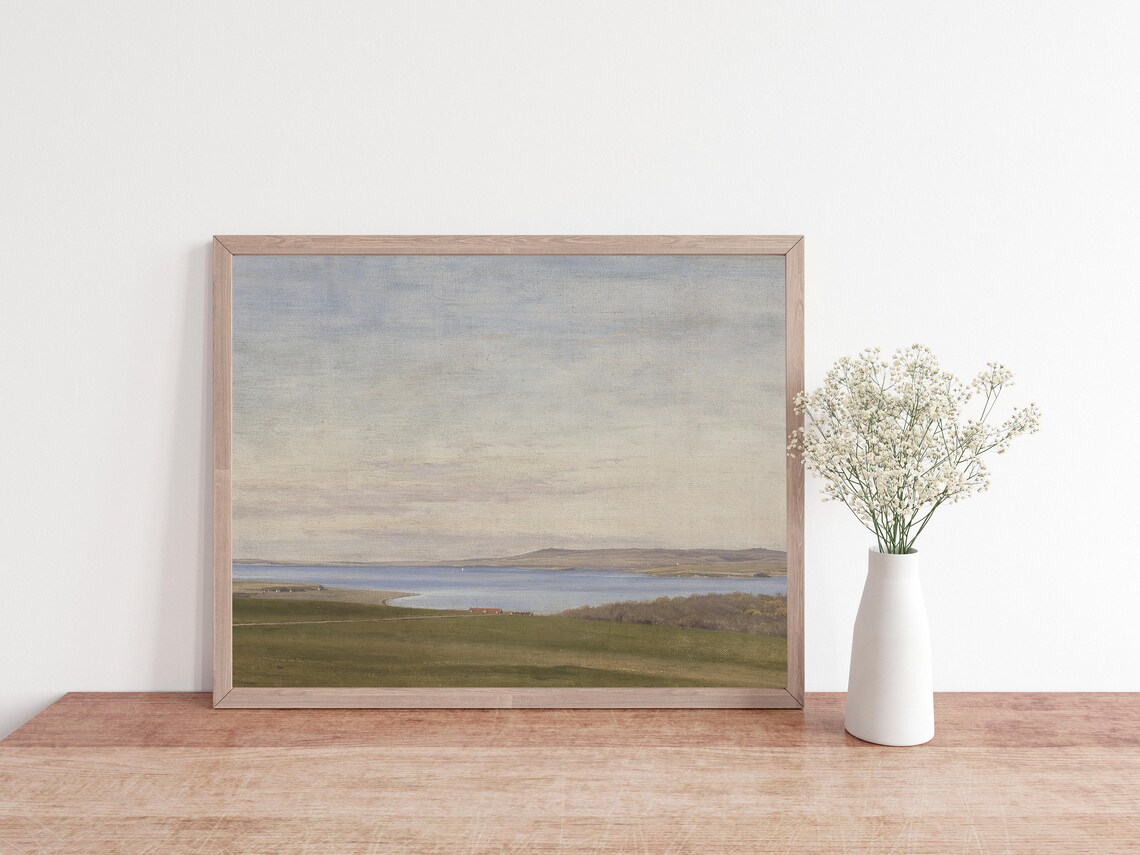 Coastal Farmhouse Vintage Seaside Painting, Art Print - Image 2