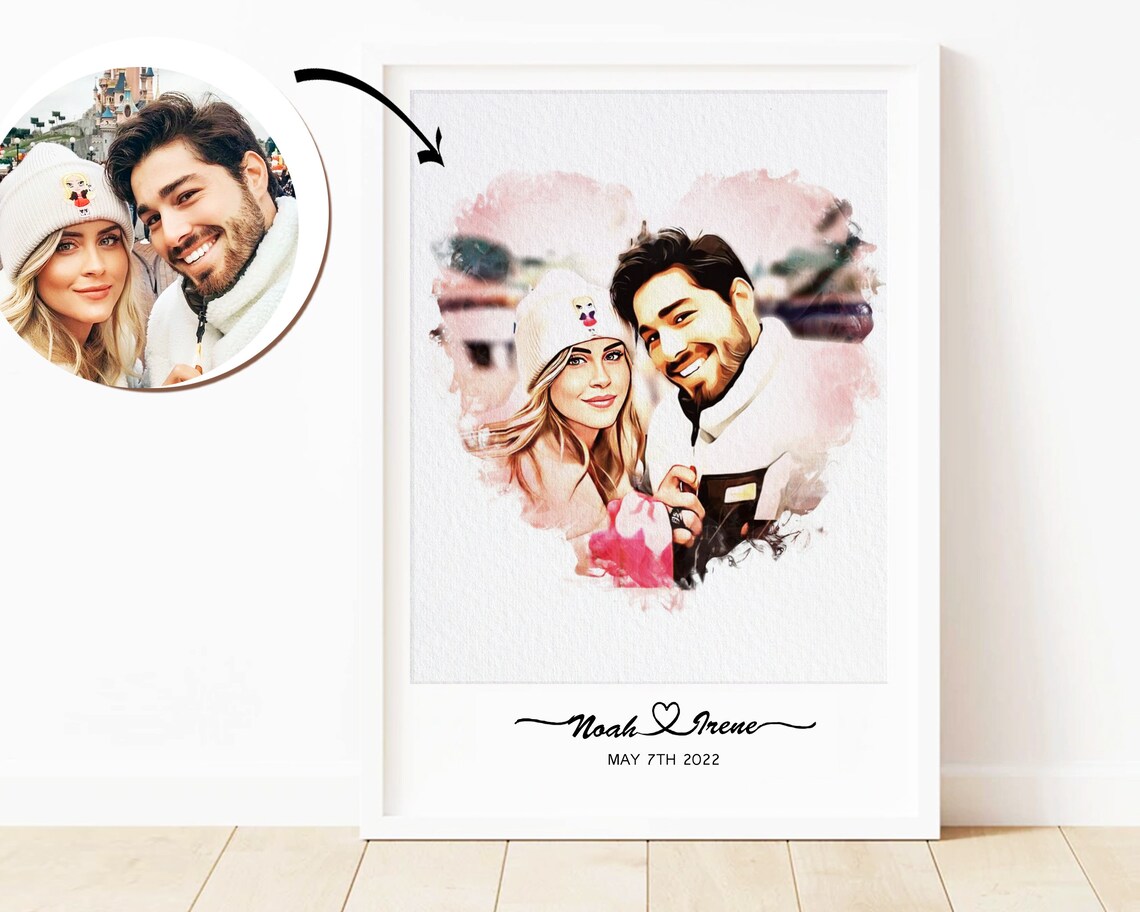 I Love You to the Moon and Back Sweet Couple Portrait Love Poster - Image 8