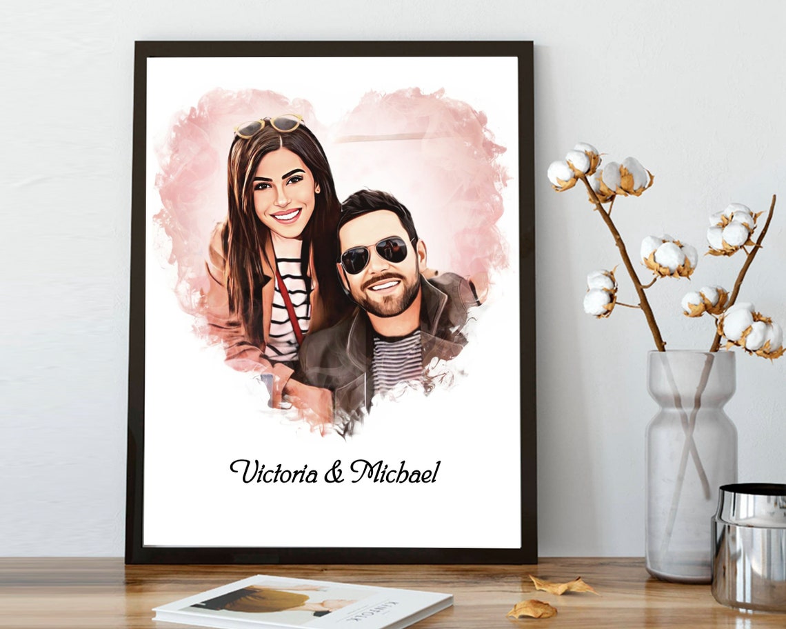 James and Emma Heart Portrait Dated March 17th 2022 Couple Poster - Image 6