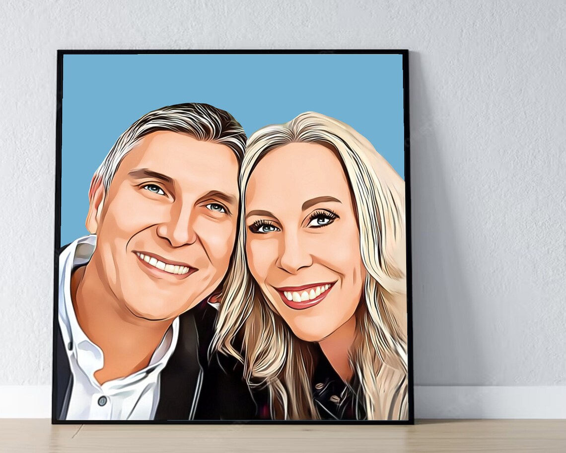 Custom Portrait From Photo Couples Portrait Custom Family Portrait Illustration 1st Anniversary Gift Family Painting Loved One Portrait - Image 2