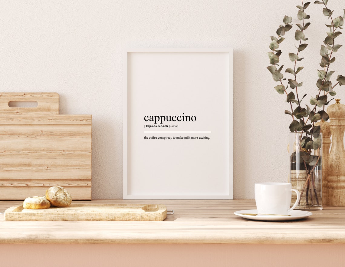 Cappuccino Funny Definition Coffee Dictionary Art Kitchen Poster - Image 3