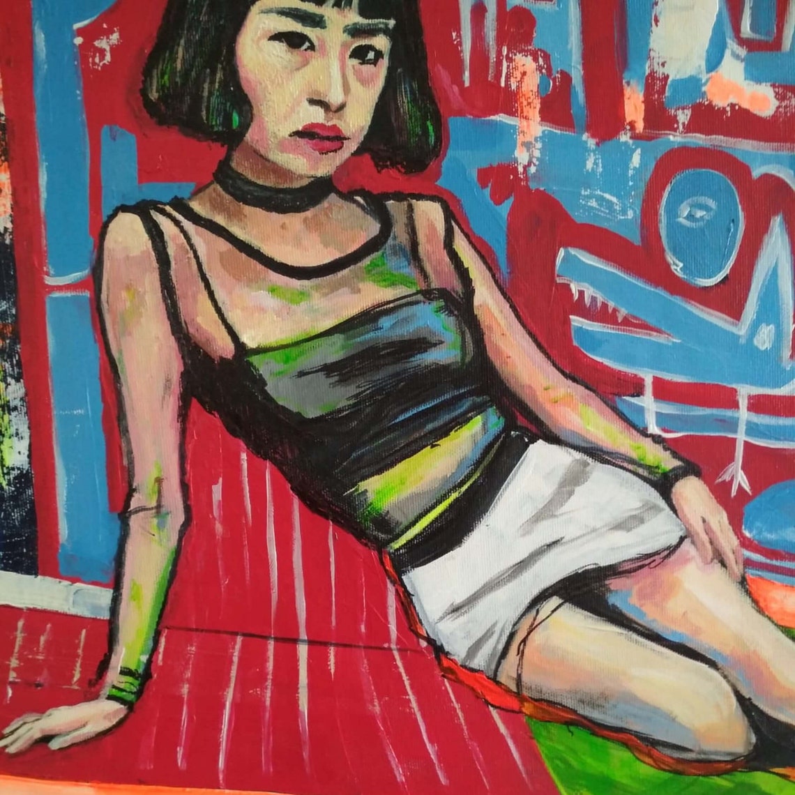 Ron Deri Street Woman Portrait against a Colorful Graffiti Wall Poster - Image 2