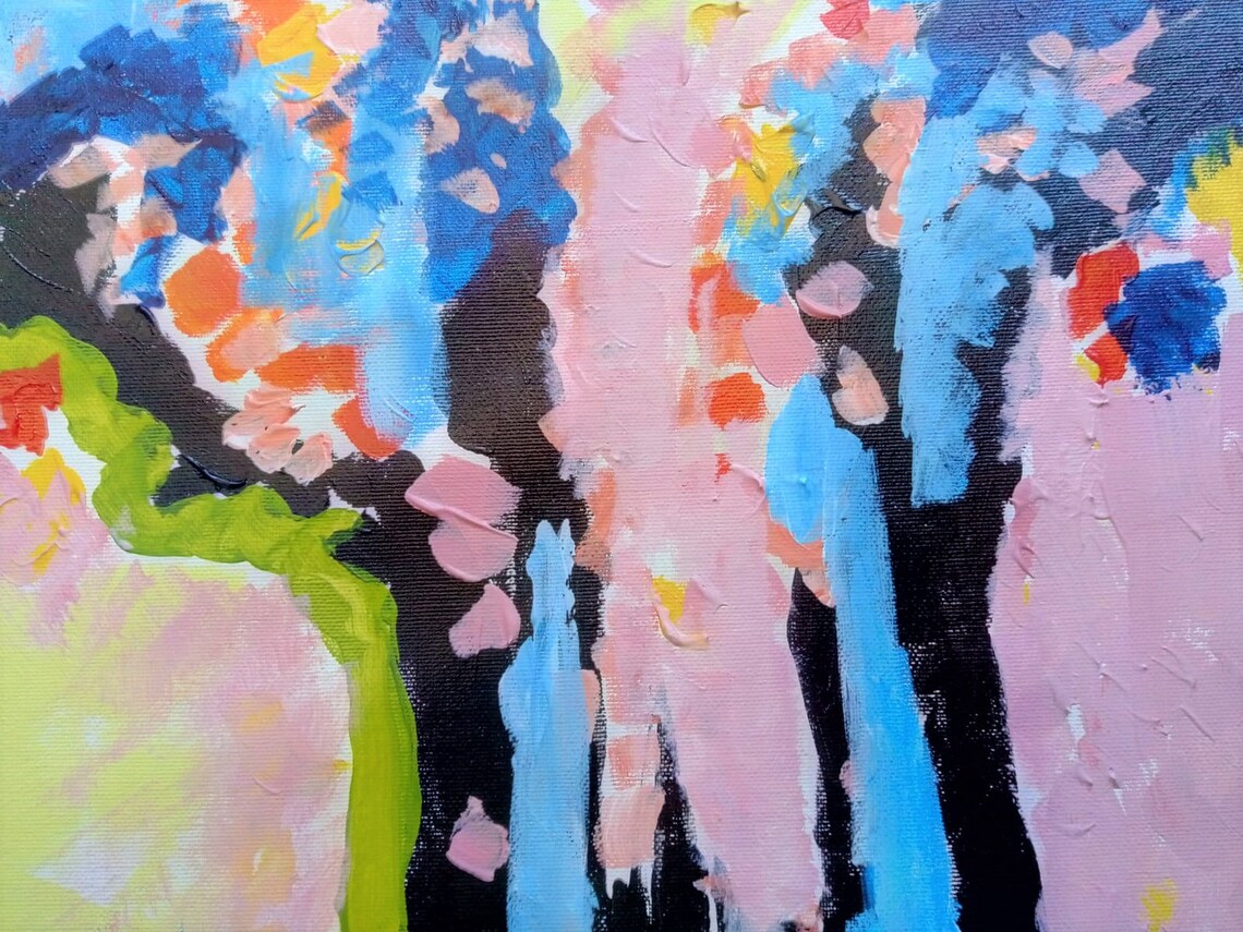 Rainbow Forest Large Abstract Acrylic Painting Wall Art Abstract Large Paintings Oversize Art Painting Tree On Acrylic Art - Image 2