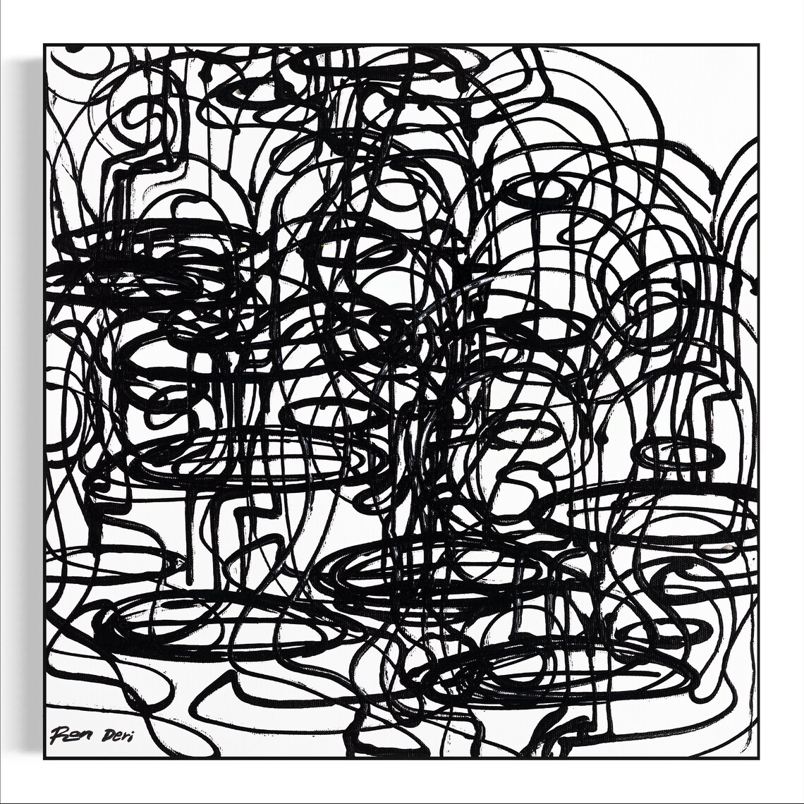 Minimalist Abstract Face, Black White Wall Art Print - Image 4