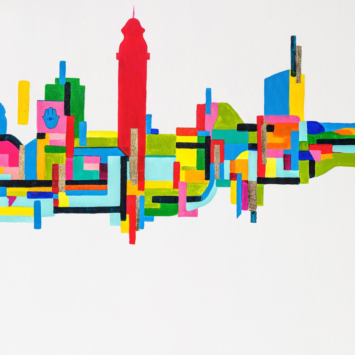 Jerusalem Abstract Painting, Jewish Art by Ron Deri - Image 2