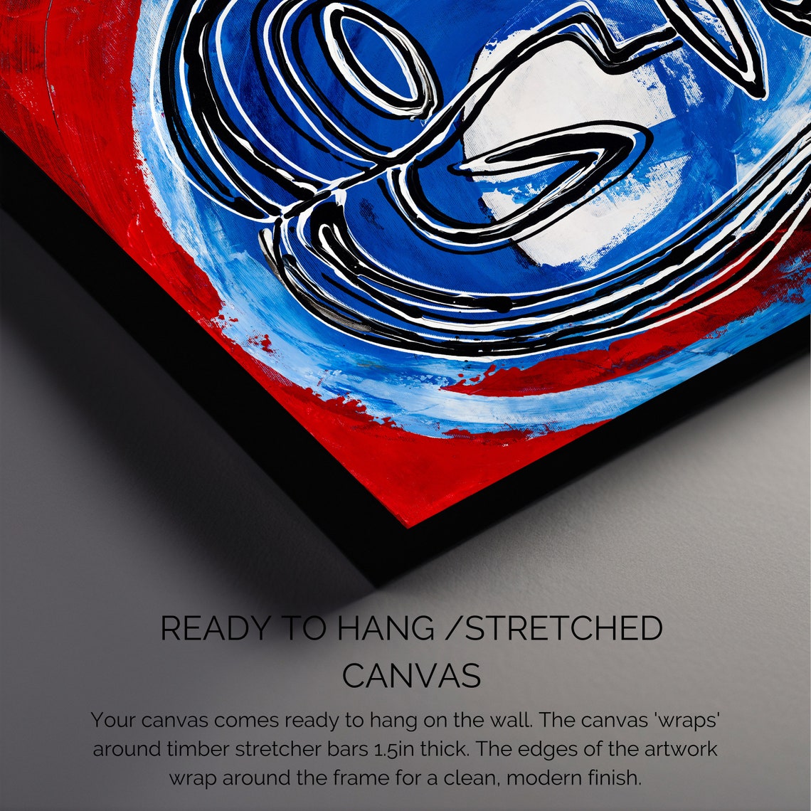 Bold Blue Face Line Art on a Red Background Modern Abstract Poster - Image 3