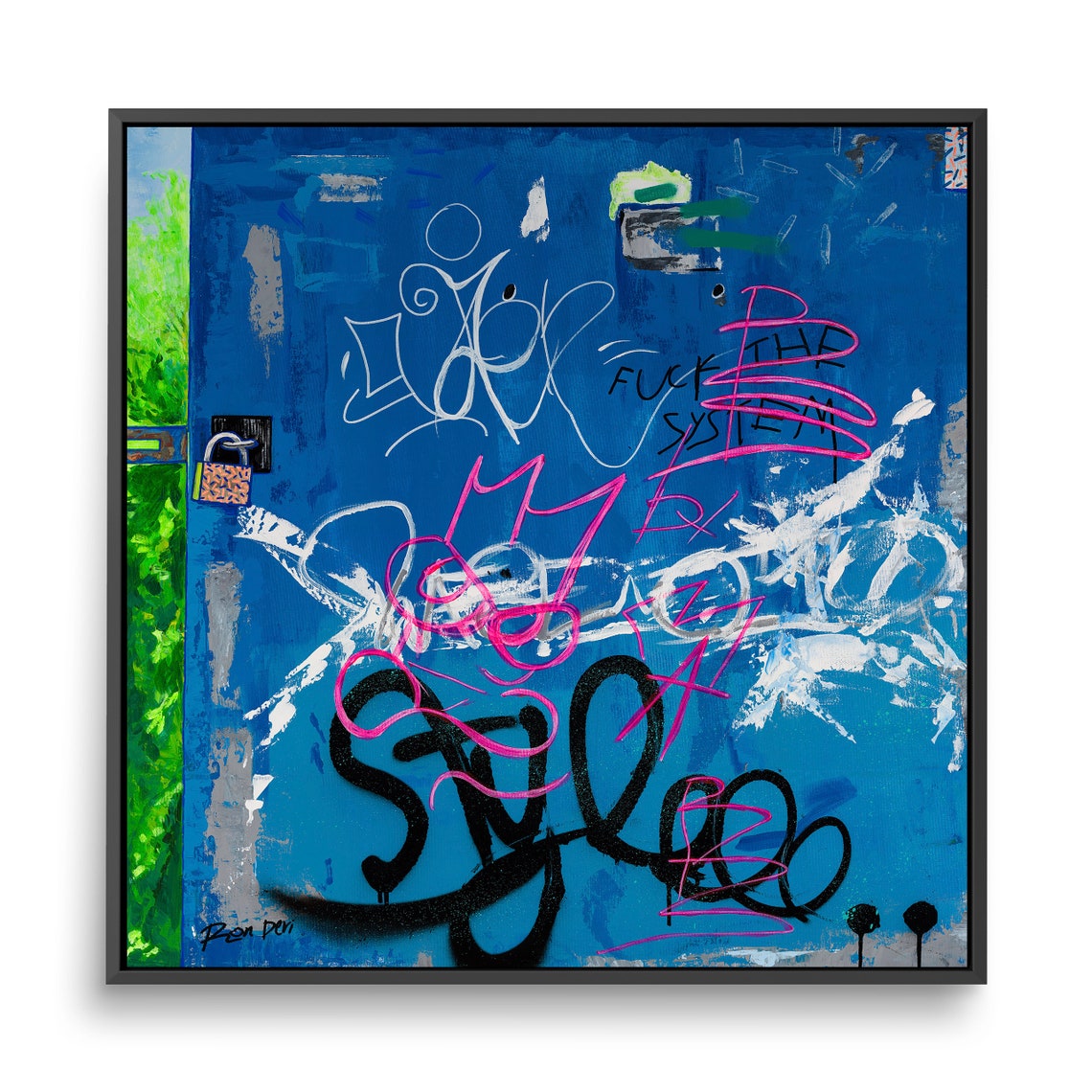 Open Your Mind Blue Door Protest Graffiti Tags Street Art Poster