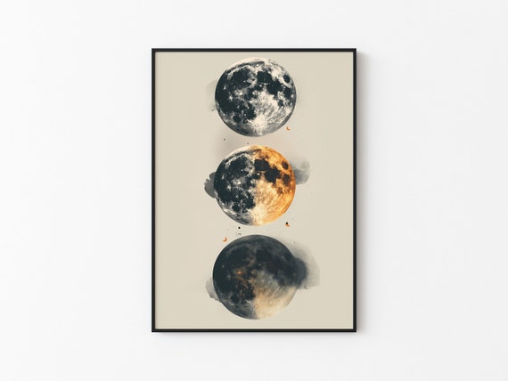 Lunar Abstract Moon Japandi Minimalistic Style Instant Moon Art Poster Versatile Sizes Print N9