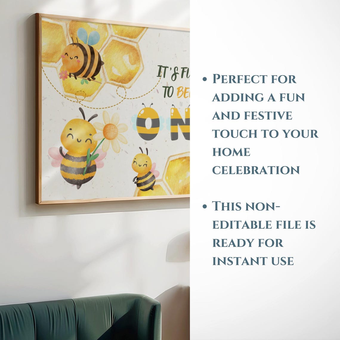 Fun to Bee One First Birthday Party Cute Honeybee Baby Decor Poster - Image 6