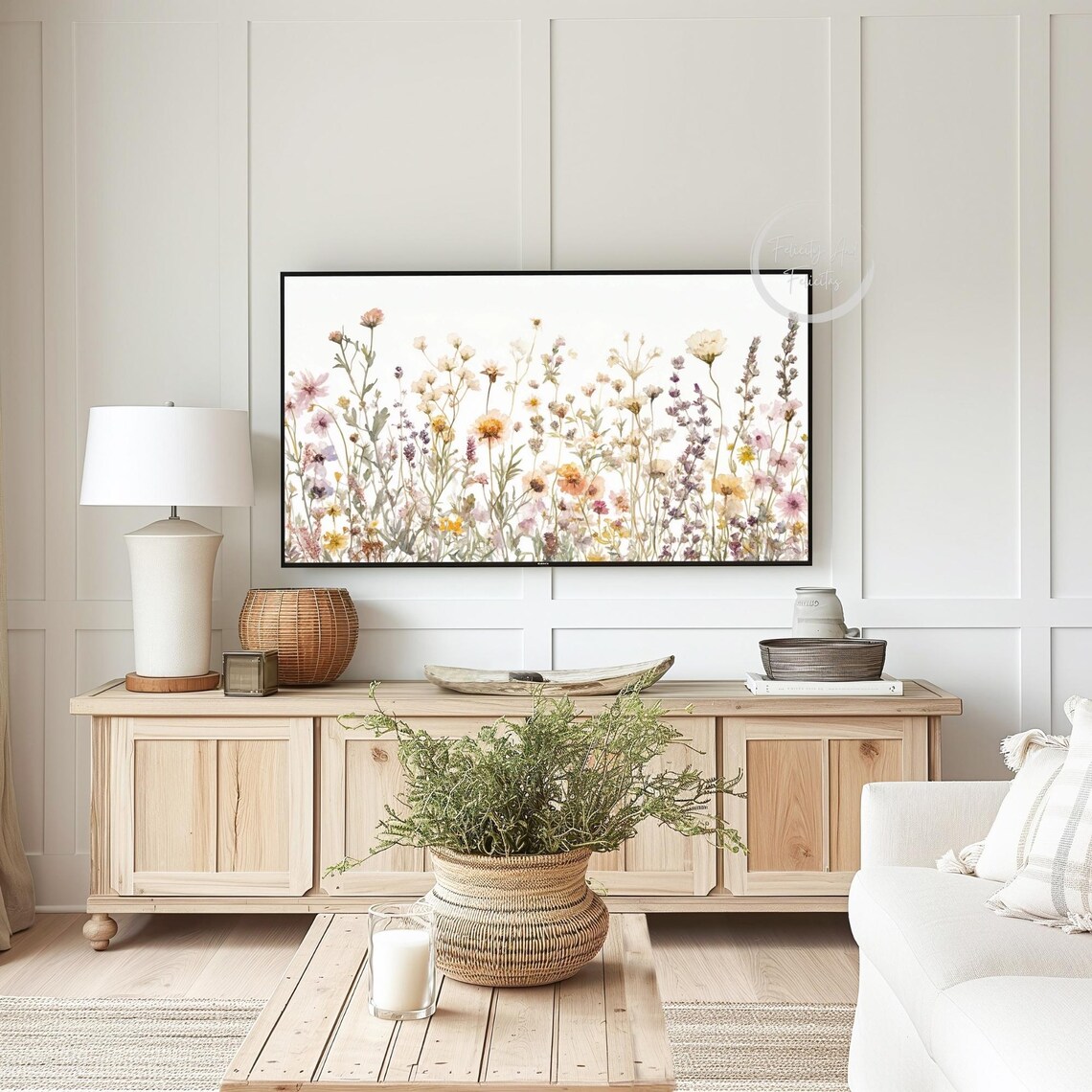 Abstract Wildflower Meadow Watercolor Summer Floral Field Wall Art - Image 3