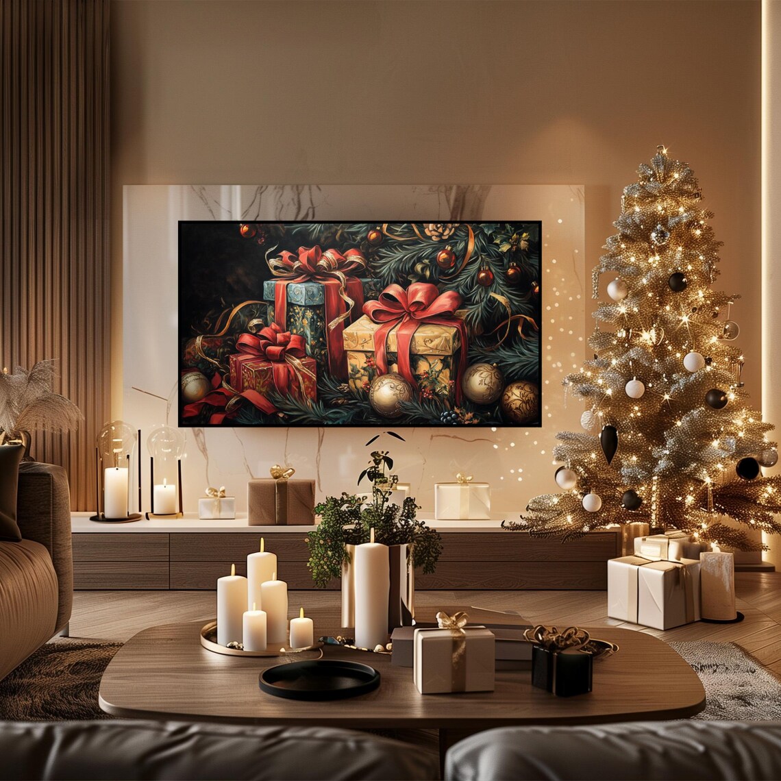 Vintage Christmas Frame Tv Art Christmas Gifts Tv Art Dark Academia Christmas Art Winter Farmhouse Decor - Image 4