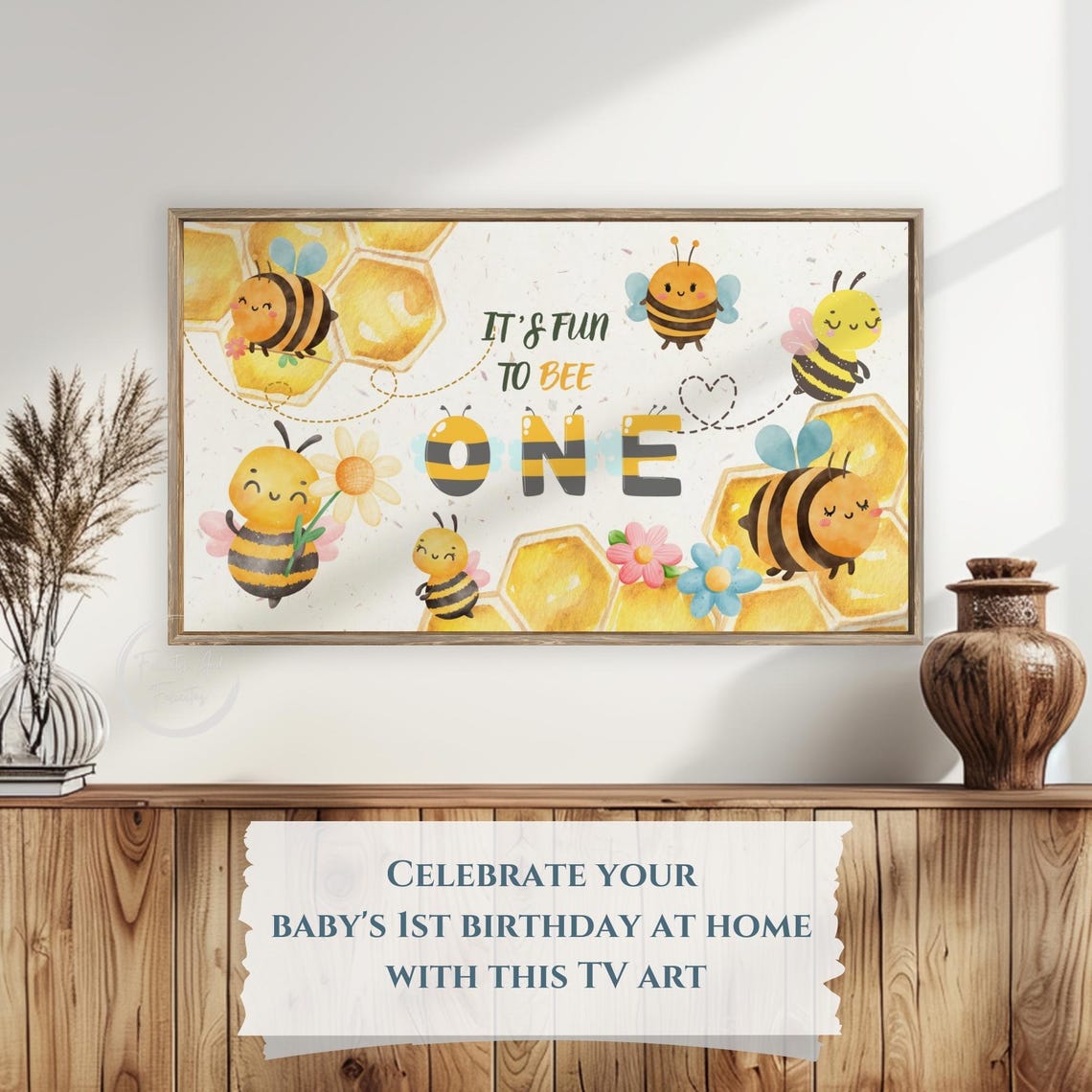 Fun to Bee One First Birthday Party Cute Honeybee Baby Decor Poster - Image 5