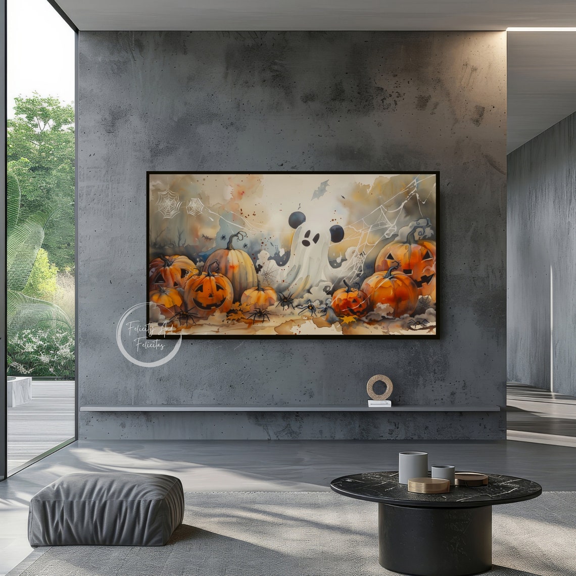 Halloween Mouse Ghost Frame Tv Art Cute Ghost Mouse Frame Tv Art Spooky Season Screensaver - Image 4
