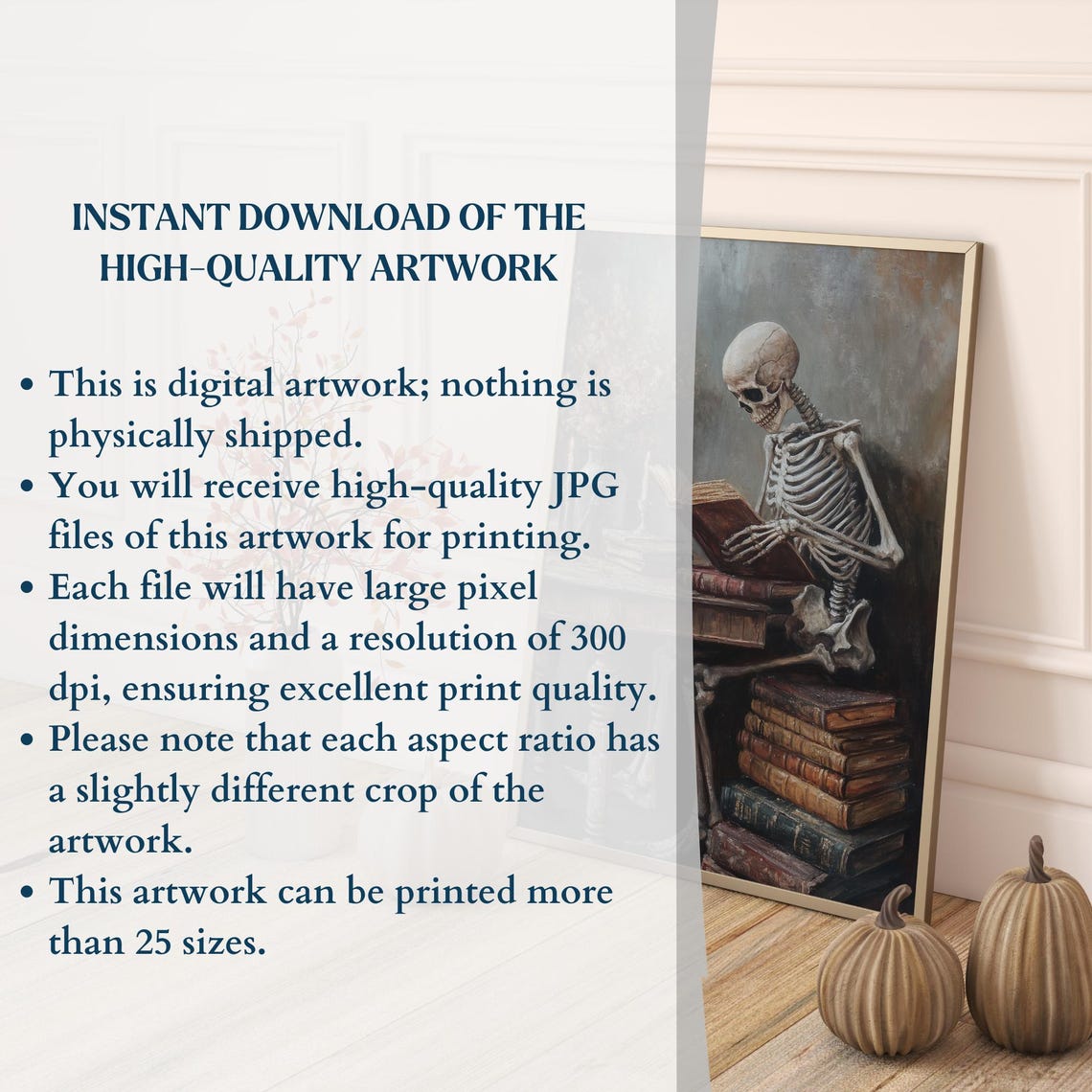 Skeleton Reading a Book by Candlelight Dark Academia Art Poster - Image 3