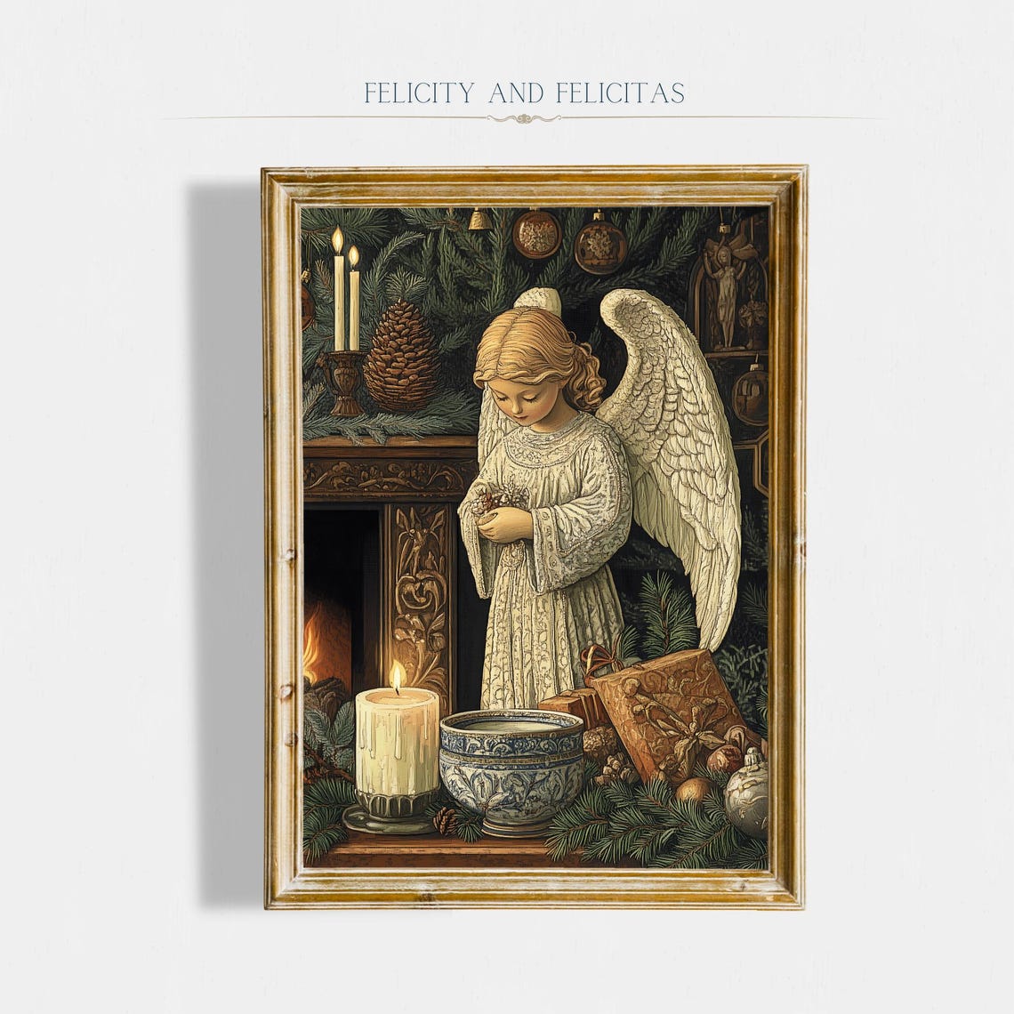 Christmas Angel Wall Art Christmas Angel Artwork Cute Seasonal Decor