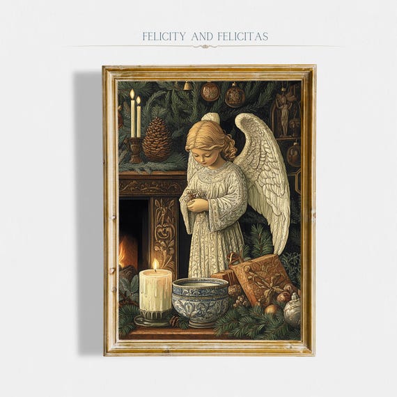 Christmas Angel Wall Art Christmas Angel Artwork Cute Seasonal Decor
