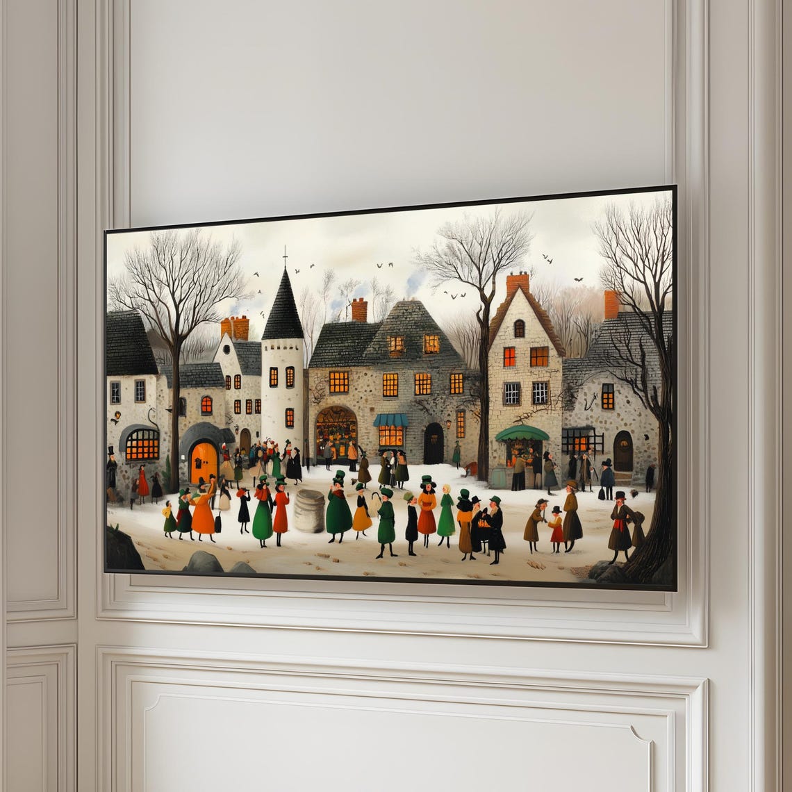 Medieval Village Saint Patricks Day Stone Houses Charming Wall Art - Image 4