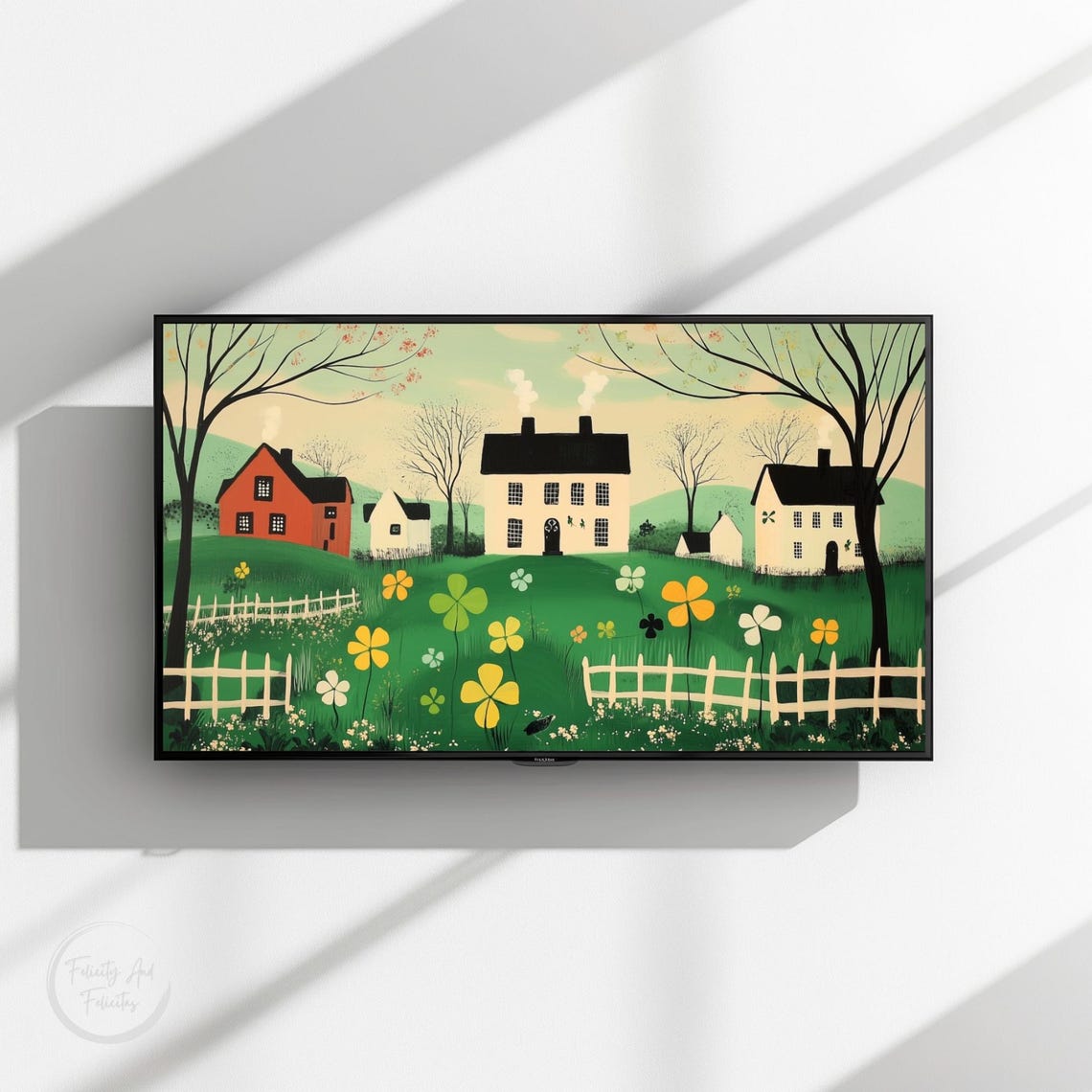 Saint Patricks Day Spring Farm With Giant Clover Flowers Poster - Image 3