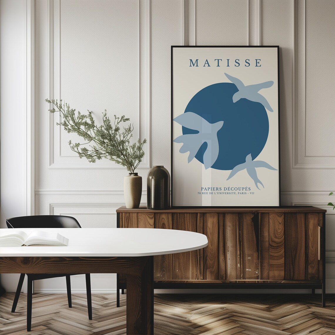 Matisse Navy Sun with Grey Doves Papiers Decoupes Art Wall Art - Image 3