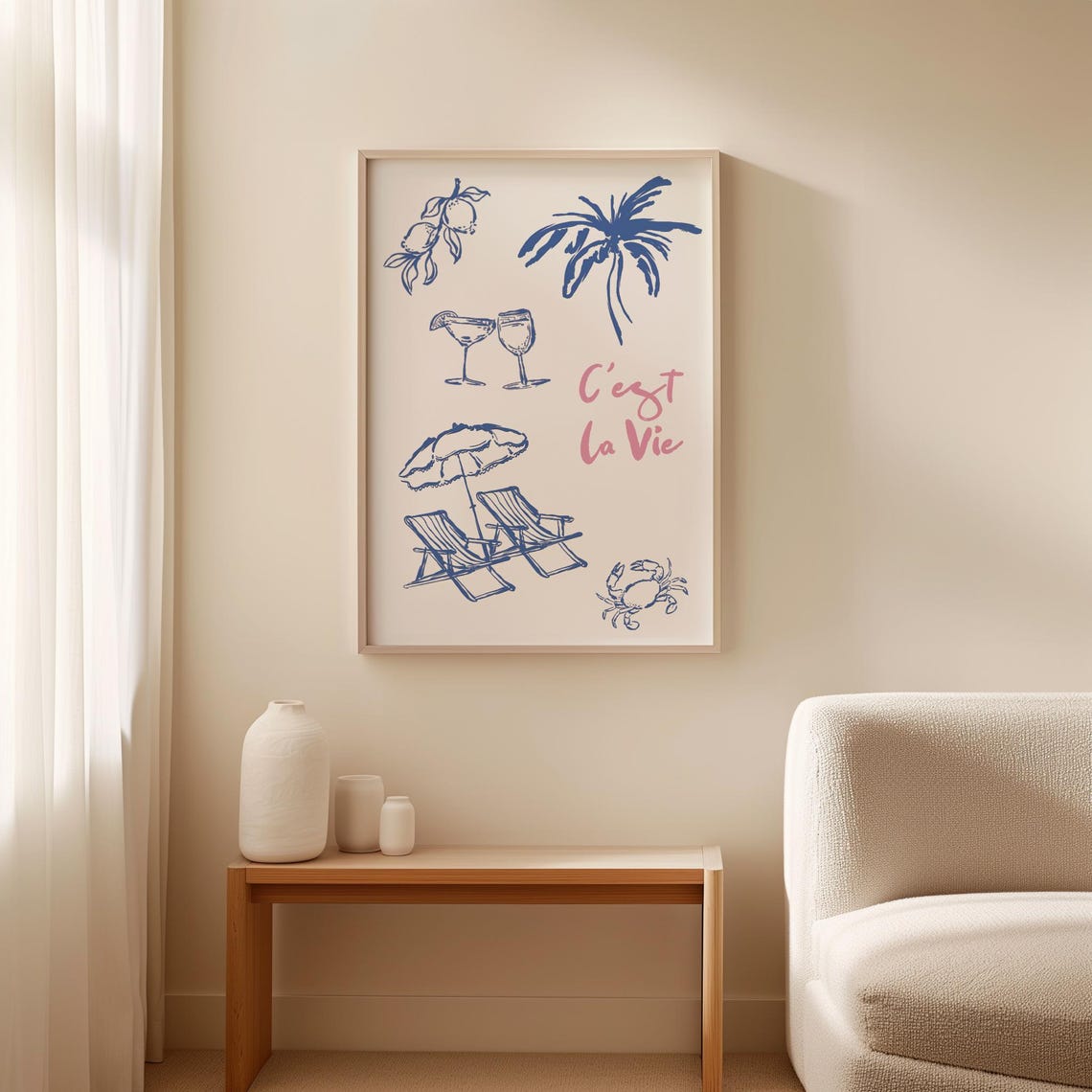 Cest La Vie Print European Summer Poster Wine French Quote Art Minimalist Food Print European Vacation Poster Trendy Living Room Decor - Image 5