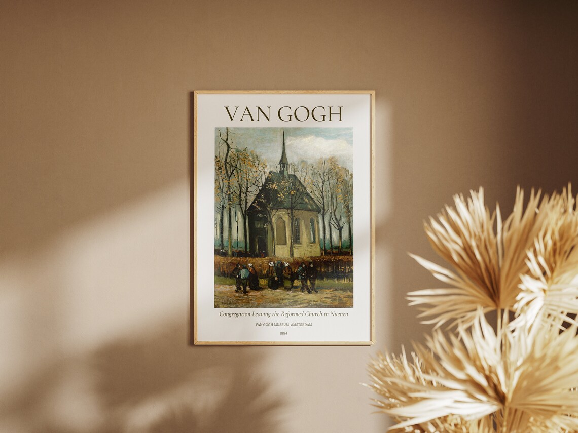 Van Gogh Congregation Leaving Reformed Church Nuenen 1884 Art Poster - Image 7