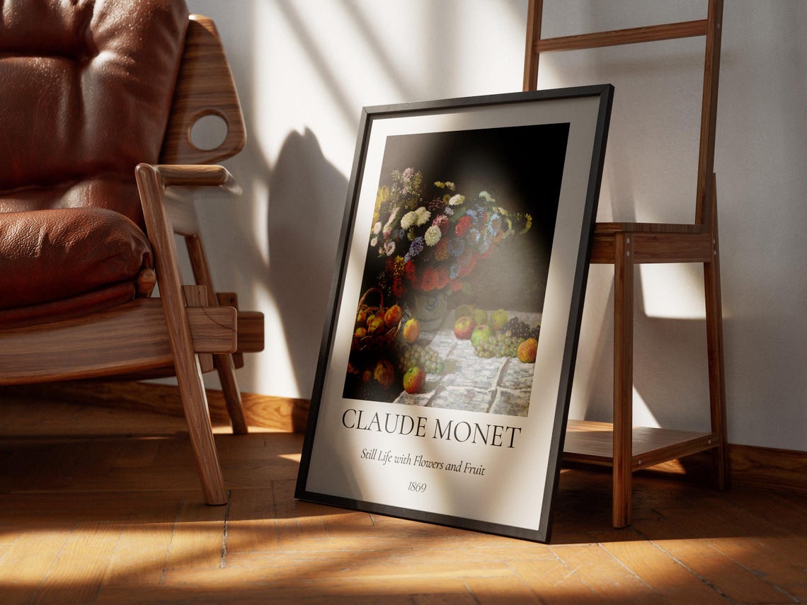 Claude Monet Still Life Flowers And Fruit 1869 Exhibition Wall Art - Image 2