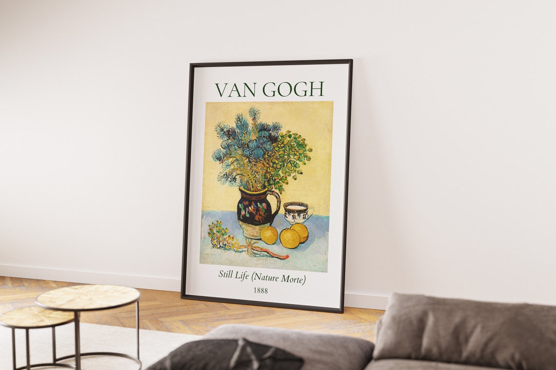 Van Gogh Still Life Nature Morte 1888 Blue Thistles Lemons Poster - Image 2