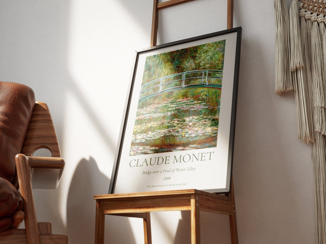 Claude Monet Art Print Bridge Over A Pond Of Water Lilies Monet Exhibition Poster Monet Painting Famous Artist Posters Floral Old Print - Image 7