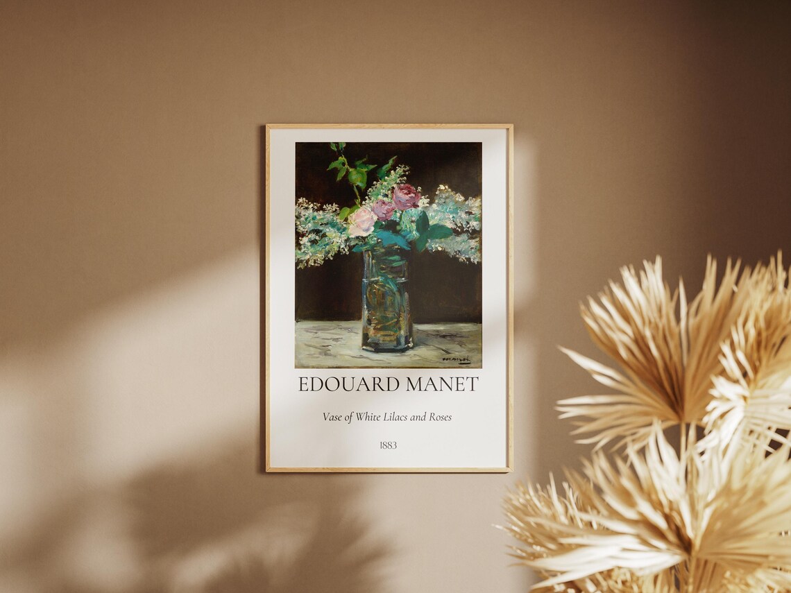 Manet Vase of White Lilacs and Roses 1883 Floral Still Life Poster - Image 3