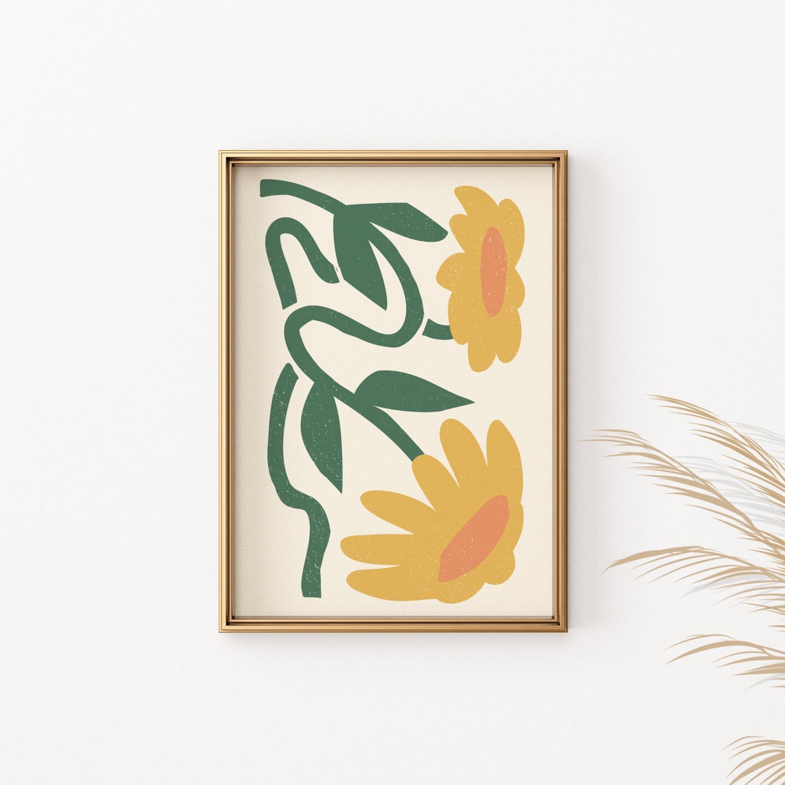 Yellow Flower Botanical Art Minimalist Floral Wall Decor Poster - Image 2