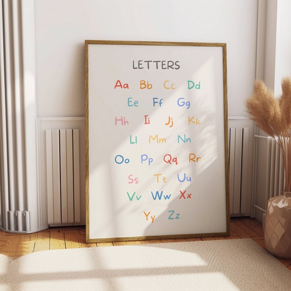 Colorful Alphabet Wall Art Poster Educational Abc Print For Kids Room Playroom Decor Nursery Decor Learning Tool For Toddlers Unframed
